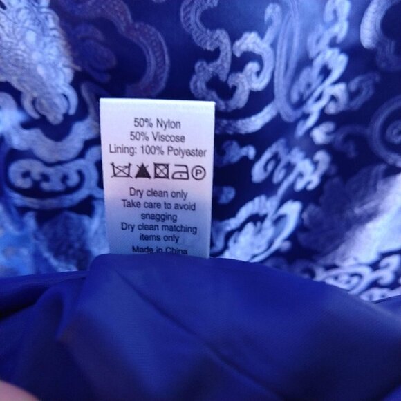 Long Tall Sally Blue Sheath Dress Swing Jacket Size 18 Tall Asian Inspired MOB - Picture 10 of 13